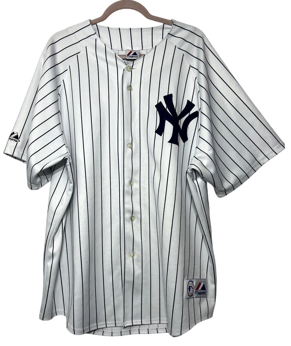 Genuine Merchandise Majestic White Pinstripe Yankees Baseball Fan Jersey Top